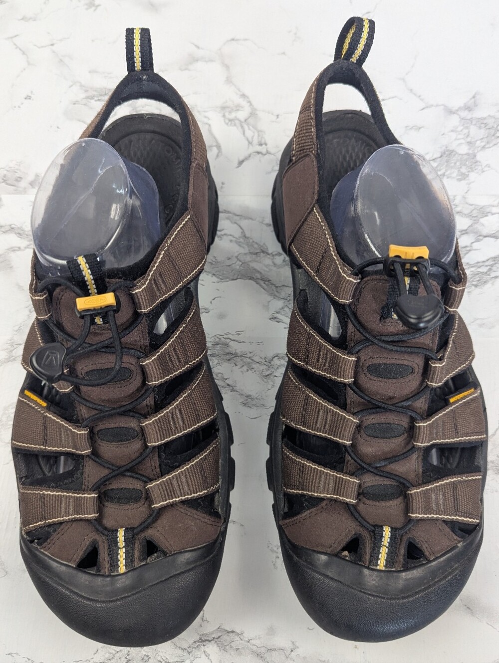 KEEN Newport H2 Waterproof Hiking Sandals Men's 13 Brown Yellow Outsole